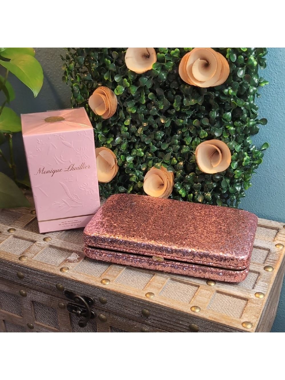 Monique Lhuillier & Pink Sparkle Clutch